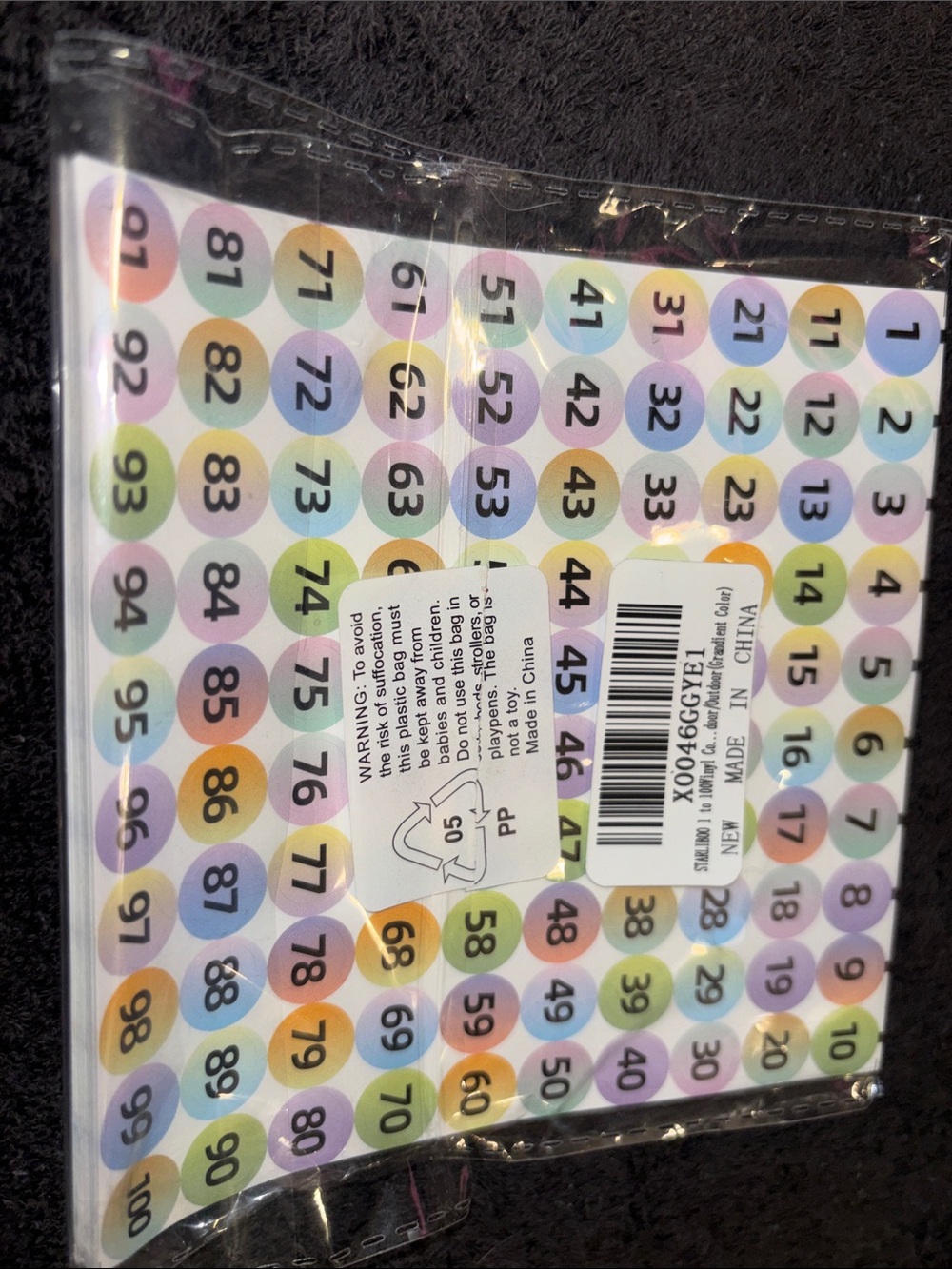 XOXO Multicolor Numbered Round Sticker Labels - Pastel Rainbow Dots